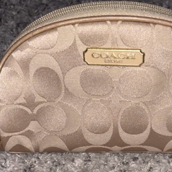 Coach Tan Monogram Pouch with zipper closure bag tag attached NWOT - Picture 1 of 6